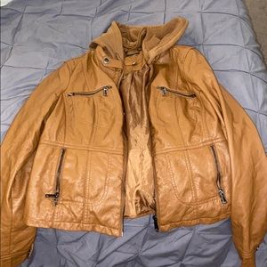 Tan leather jacket, only worn once or twice.